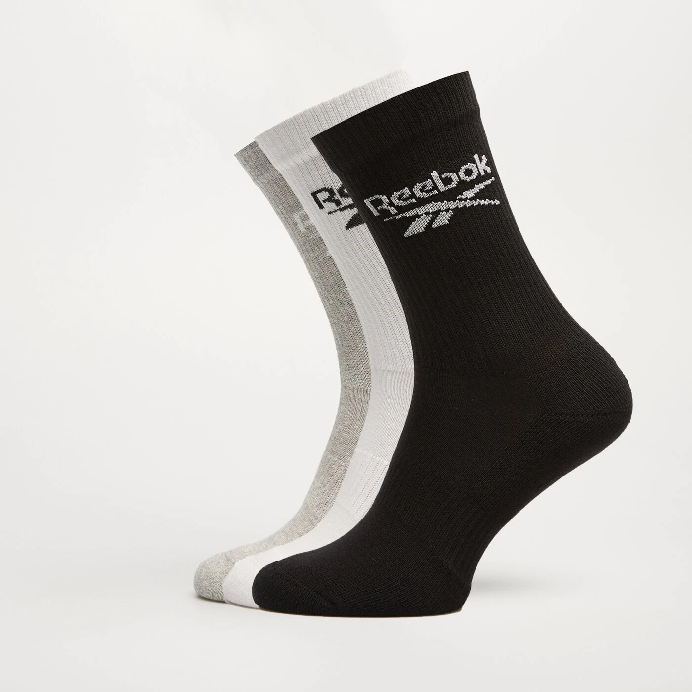 Носки длинные Reebok, 3 пары, серый / черный / белый носки длинные с 1108 цвет белый черный серый размер 23 25 3 пары