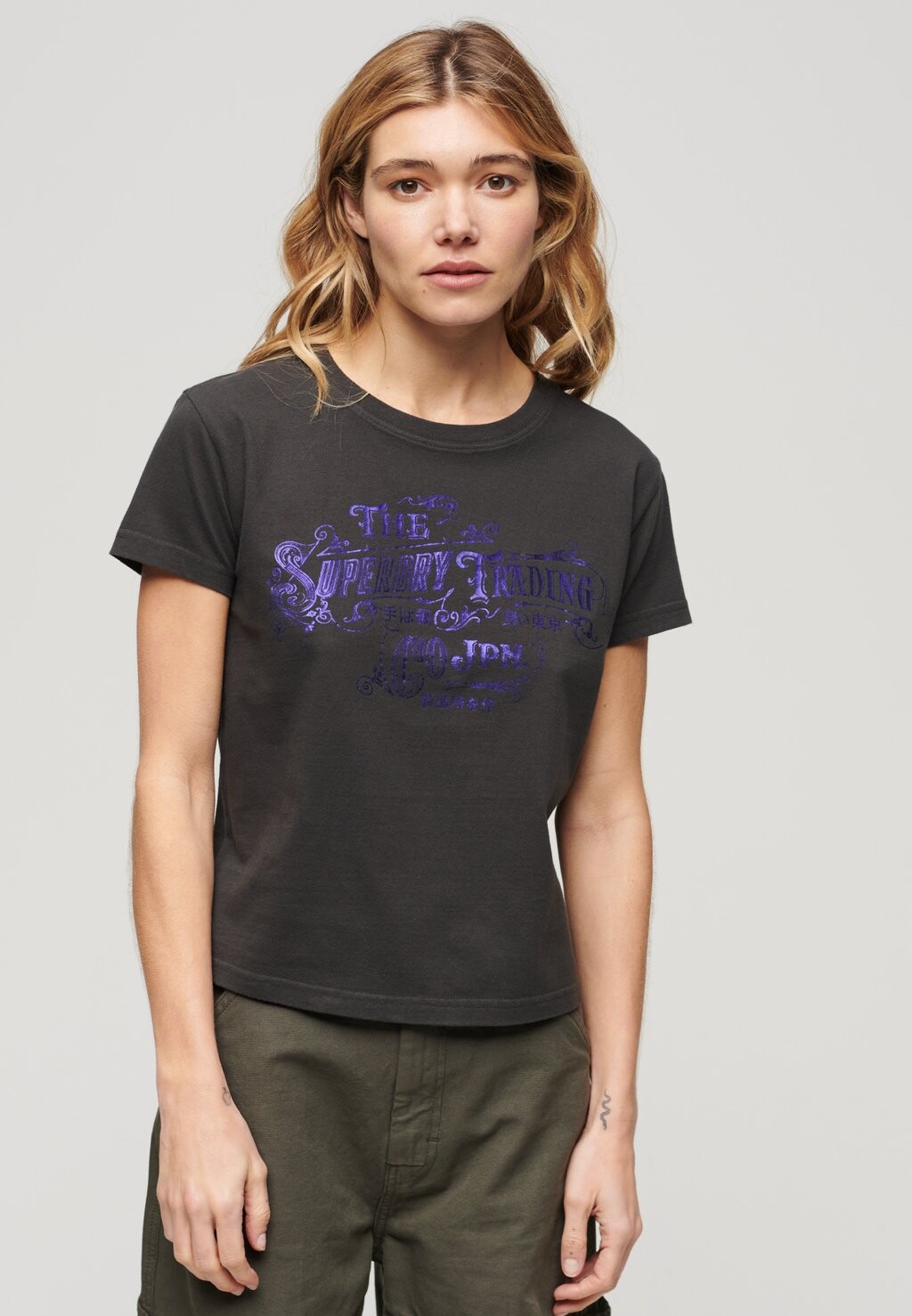 

Футболка с принтом FOIL WORKWEAR Superdry, пестрый черный
