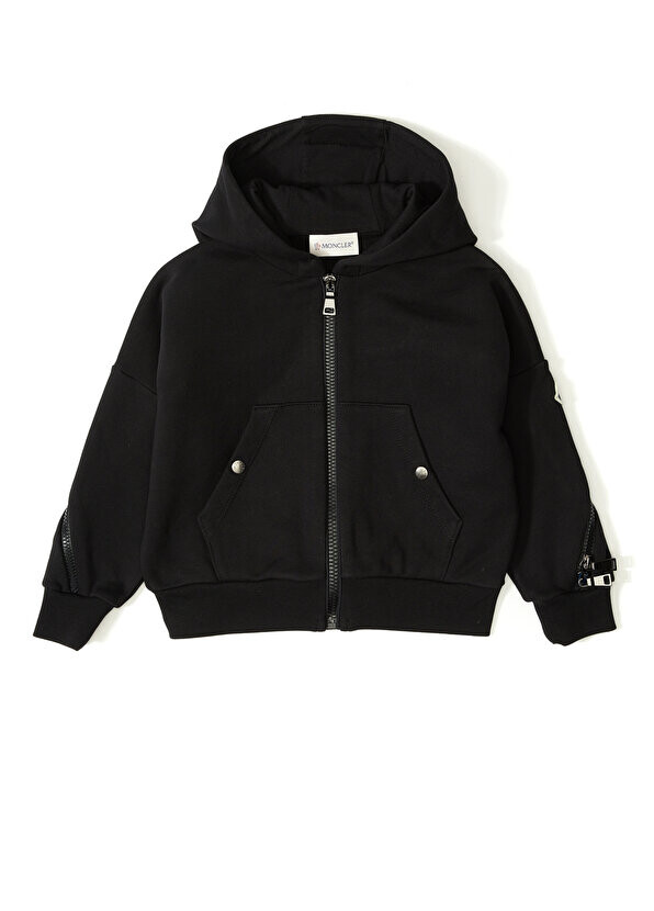 

Черная толстовка с капюшоном для девочек Moncler