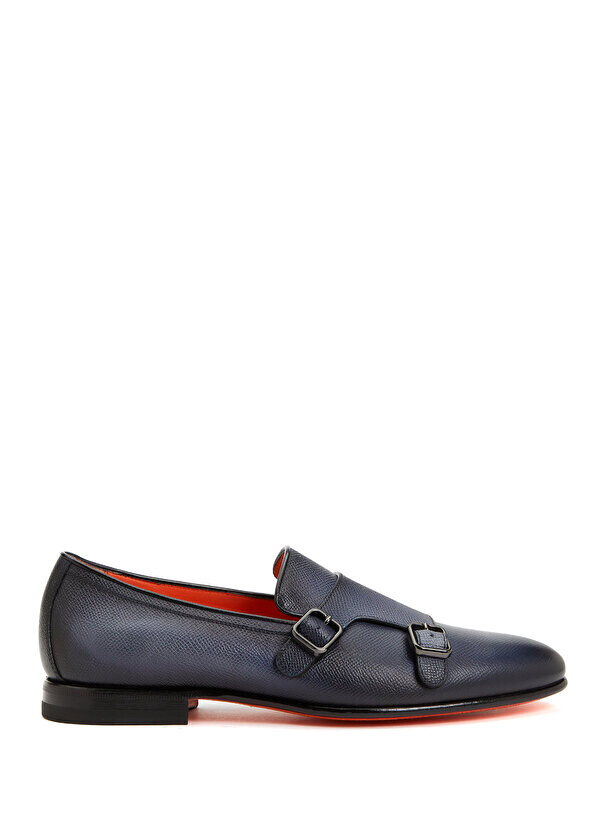 

Темно-синие мужские кожаные лоферы с поясом Santoni, Синий