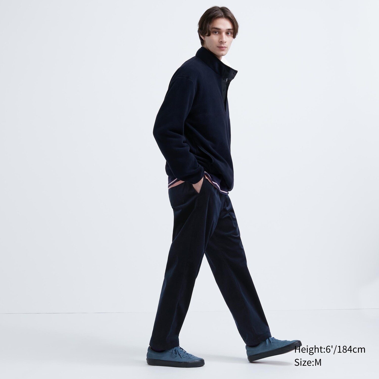 

Вельветовые брюки до щиколотки Easy Uniqlo, темно-синий