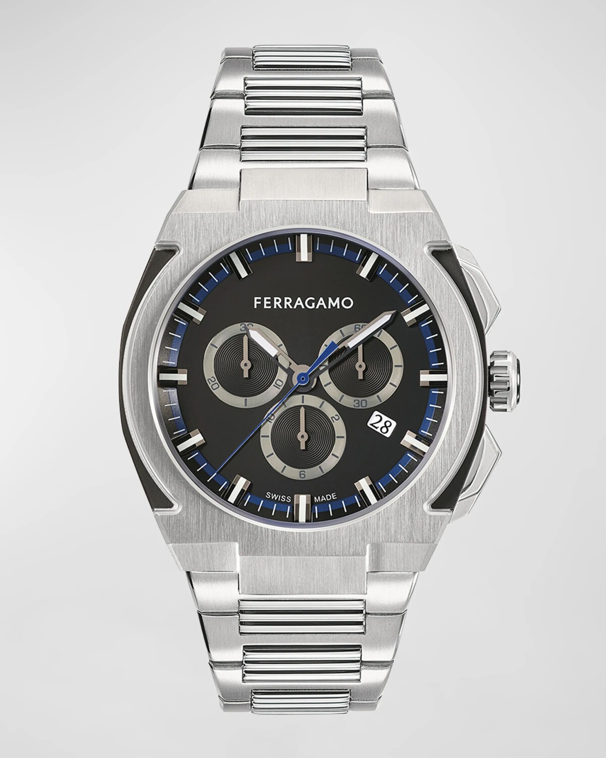 

Мужские часы Supreme Chrono диаметром 43 мм с ремешком-браслетом Ferragamo, цвет Stainless Steel
