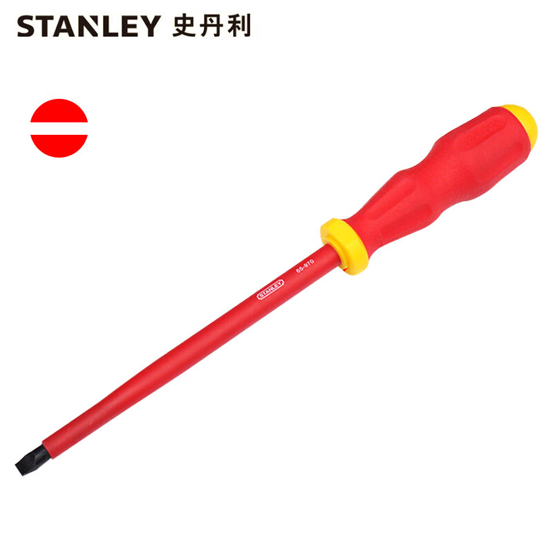 Изолированная шлицевая отвертка Stanley/STANLEY 8,0x175 мм, отвертка для электрика, магнитная высоковольтная отвертка 65-970-22, может быть изготовлена по индивидуальному заказу