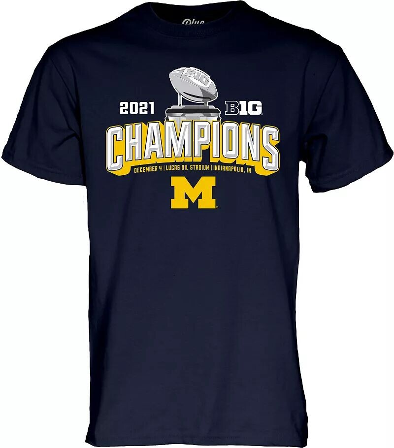 

Blue 84 Мужская футболка Big Ten Football Champions 2021 Michigan Wolverines Locker Room