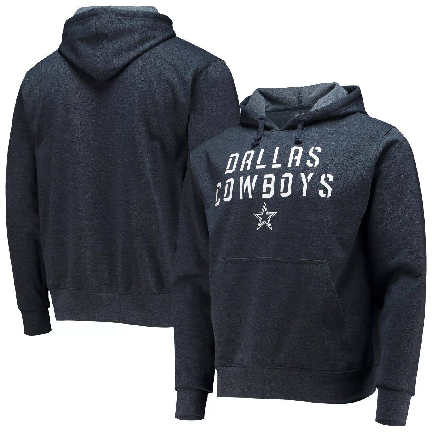 

Мужской темно-синий флисовый пуловер с капюшоном с принтом Dallas Cowboys