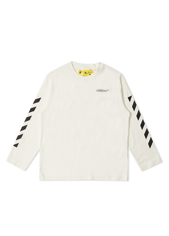 

Бело-черная футболка с логотипом для мальчика Off-White, Черный