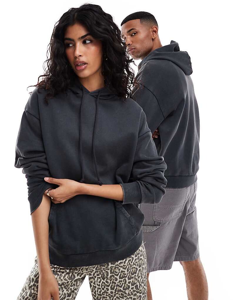 

ASOS DESIGN - Essential - толстовка оверсайз черного цвета с стираным эффектом