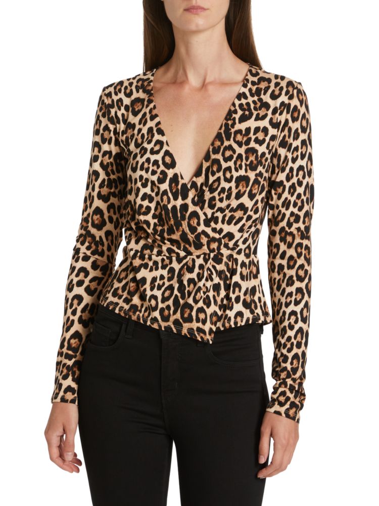 цена Топ с леопардовым принтом Good Touch Good American, цвет Leopard Multi