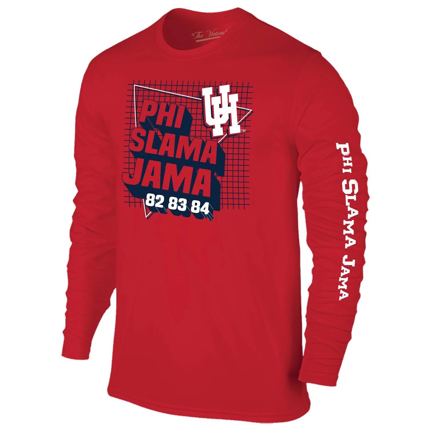 

Мужская оригинальная ретро брендовая красная футболка Houston Cougars Phi Slama Jama с длинным рукавом, Красный