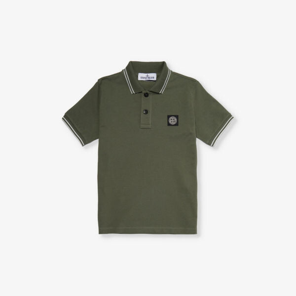 

Рубашка-поло из эластичного хлопка с нашивкой-логотипом для 4–8 лет Stone Island, зеленый