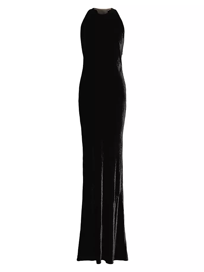 

Бархатное платье Nadege с украшением Ralph Lauren Collection, черный