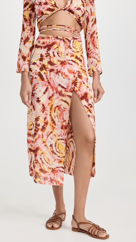 

Юбка Dur Doux Ombre Tie Dye Wrap Midi, красный