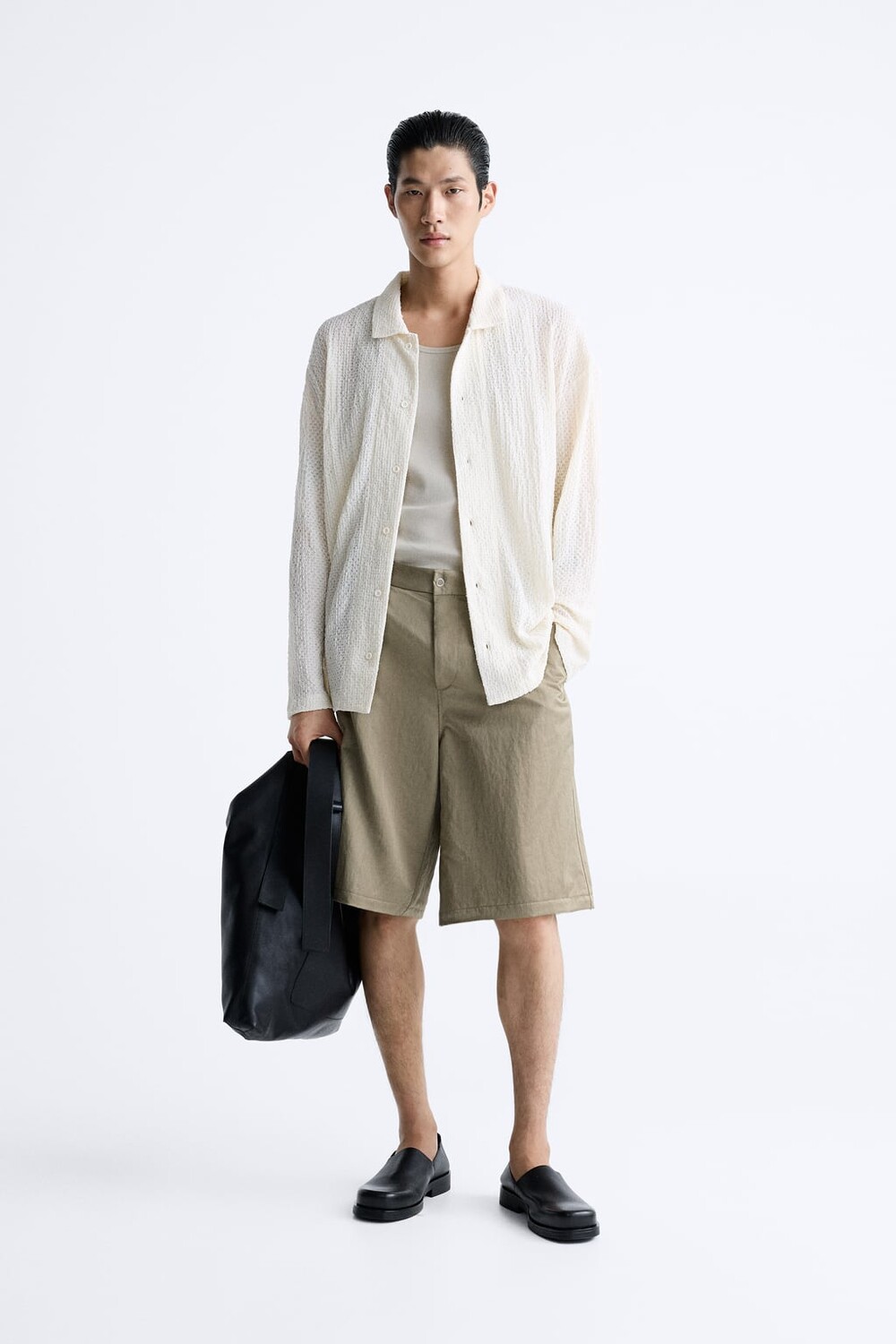

Текстурированная рубашка ZARA, белый
