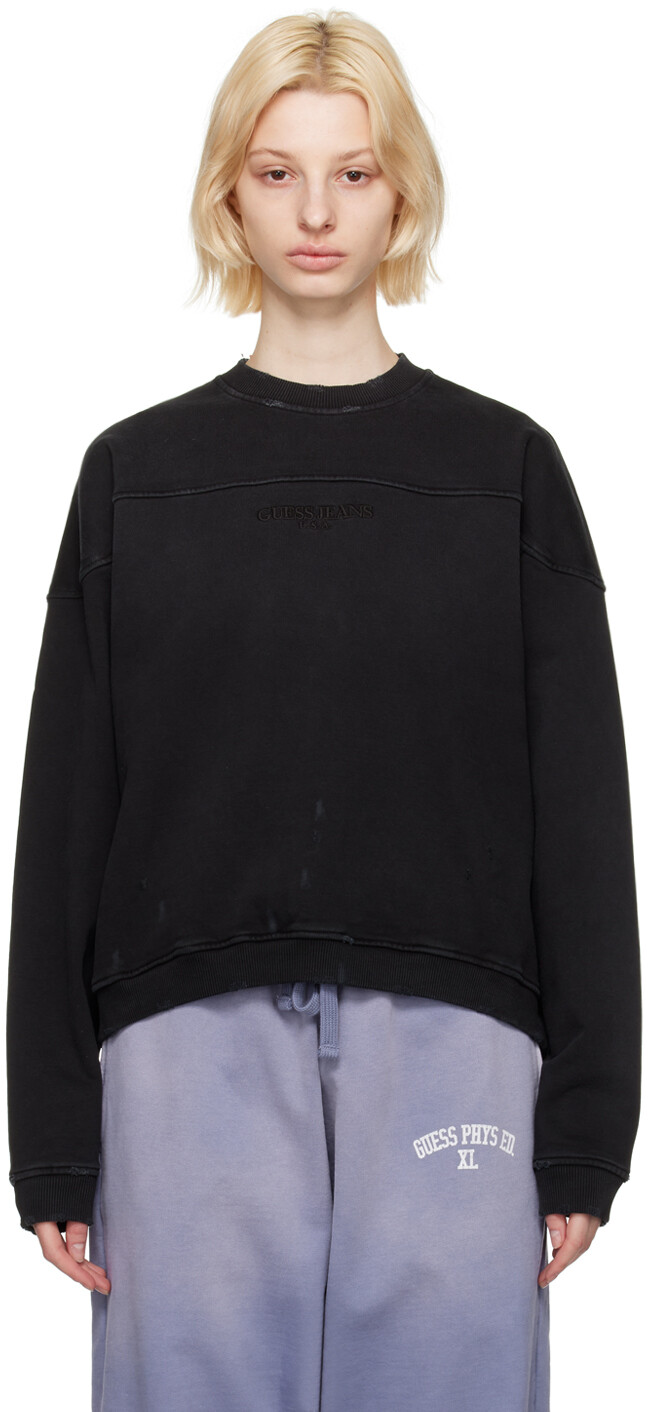 

Черный свитшот с круглым вырезом Guess