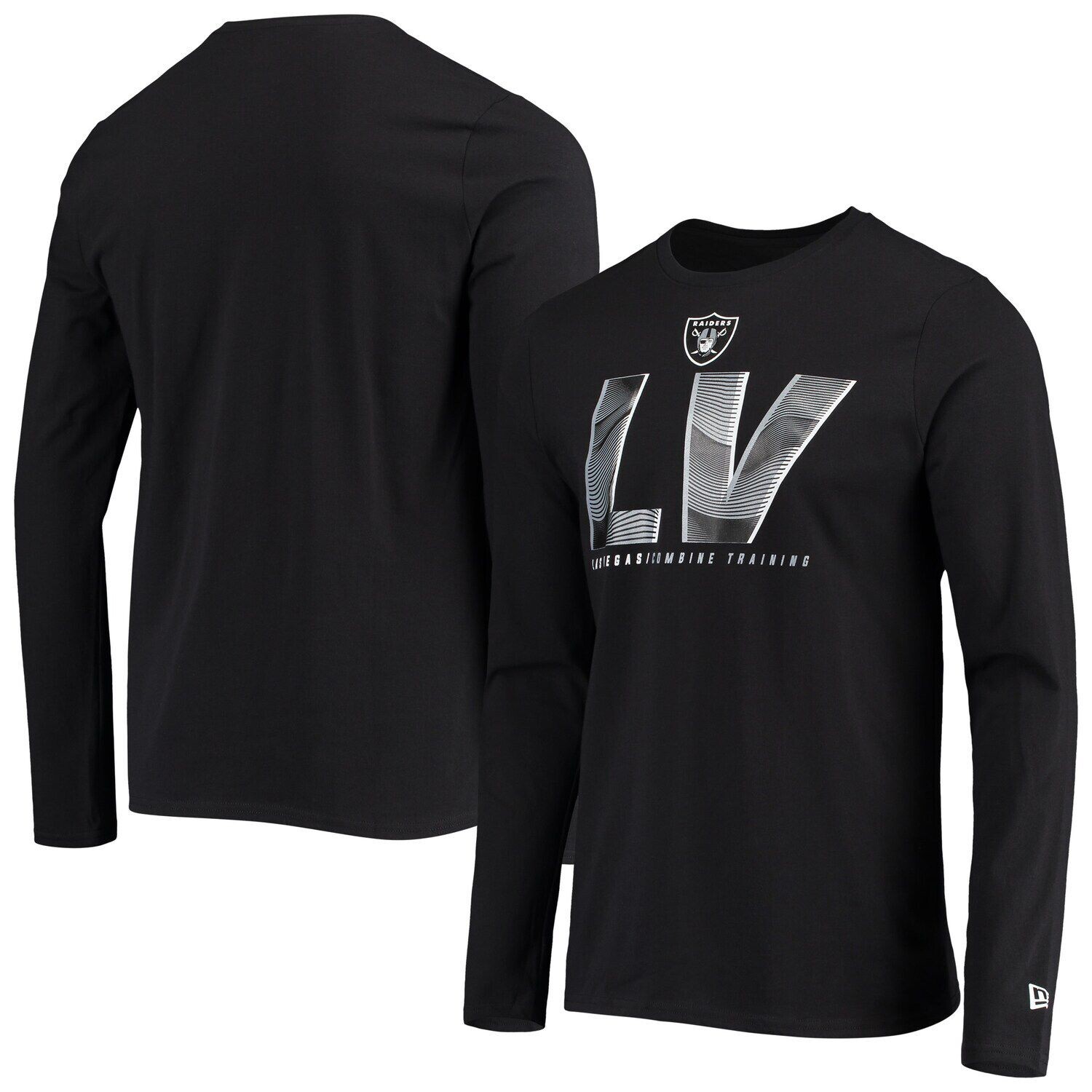 

Мужская черная футболка New Era Las Vegas Raiders с длинными рукавами и аутентичной статической аббревиатурой