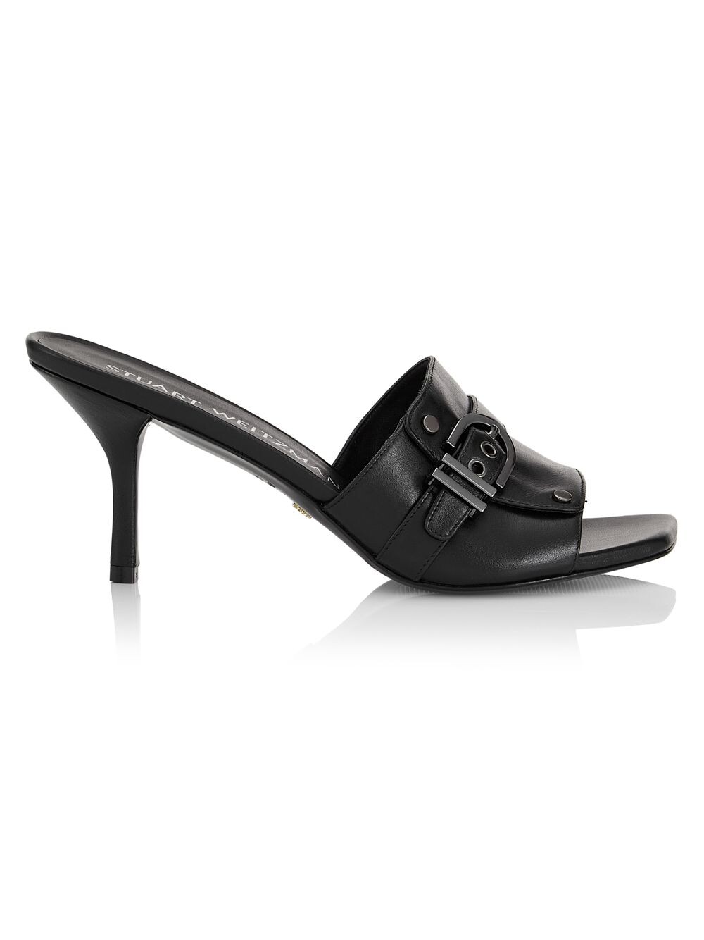 

Кожаные мюли Maverick 75MM с пряжкой Stuart Weitzman, черный