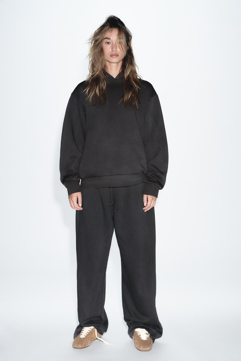 

Плюшевые широкие брюки ZARA, цвет charcoal