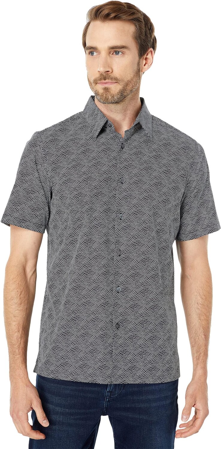 

Рубашка Theory Irving Short Sleeve Wave Grid, цвет Basalt Multi