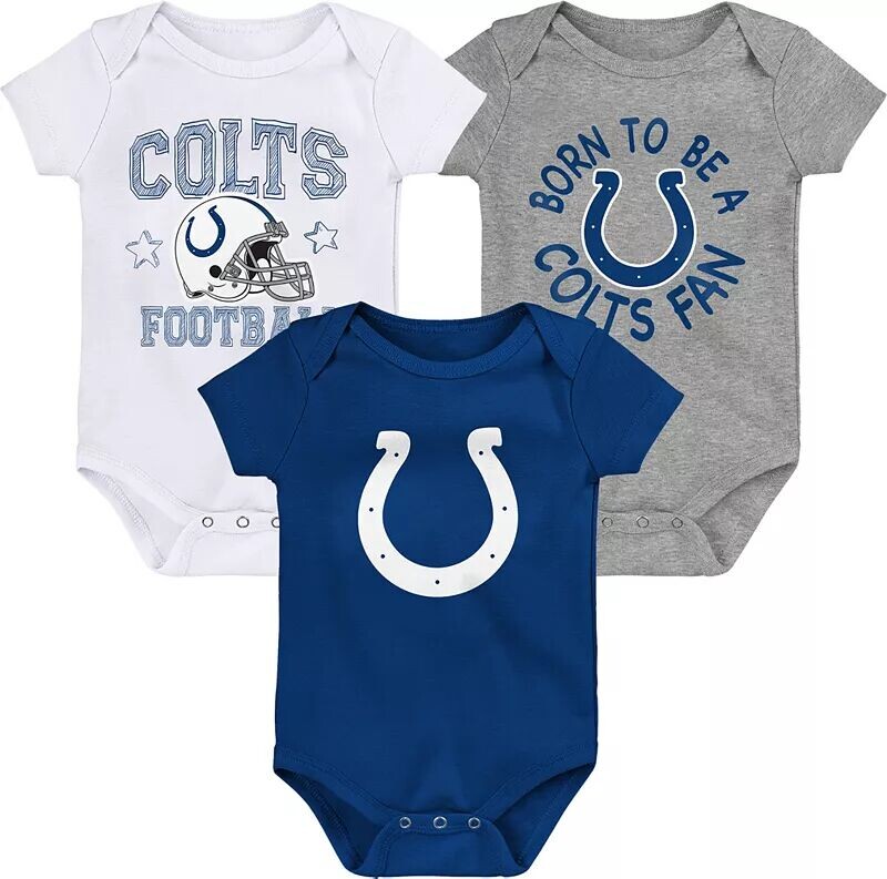 

Набор из трех боди для младенцев Indianapolis Colts 'Born 2 Be' NFL Team Apparel
