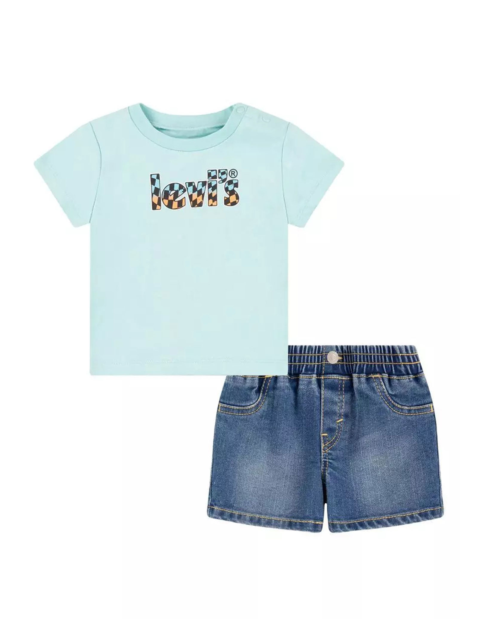 цена Комплект из детской футболки и шорт Levi'S, голубой