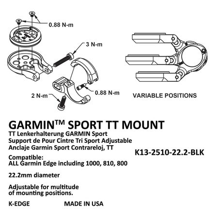 Крепление для компьютера на руль Sport TT для Garmin K-Edge, синий крепление и переходник knog pwr mount for k edge garmin gopro 2022