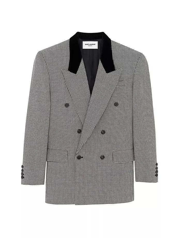 

Шерстяной пиджак в клетку оверсайз Chesterfield Saint Laurent, цвет noir craie
