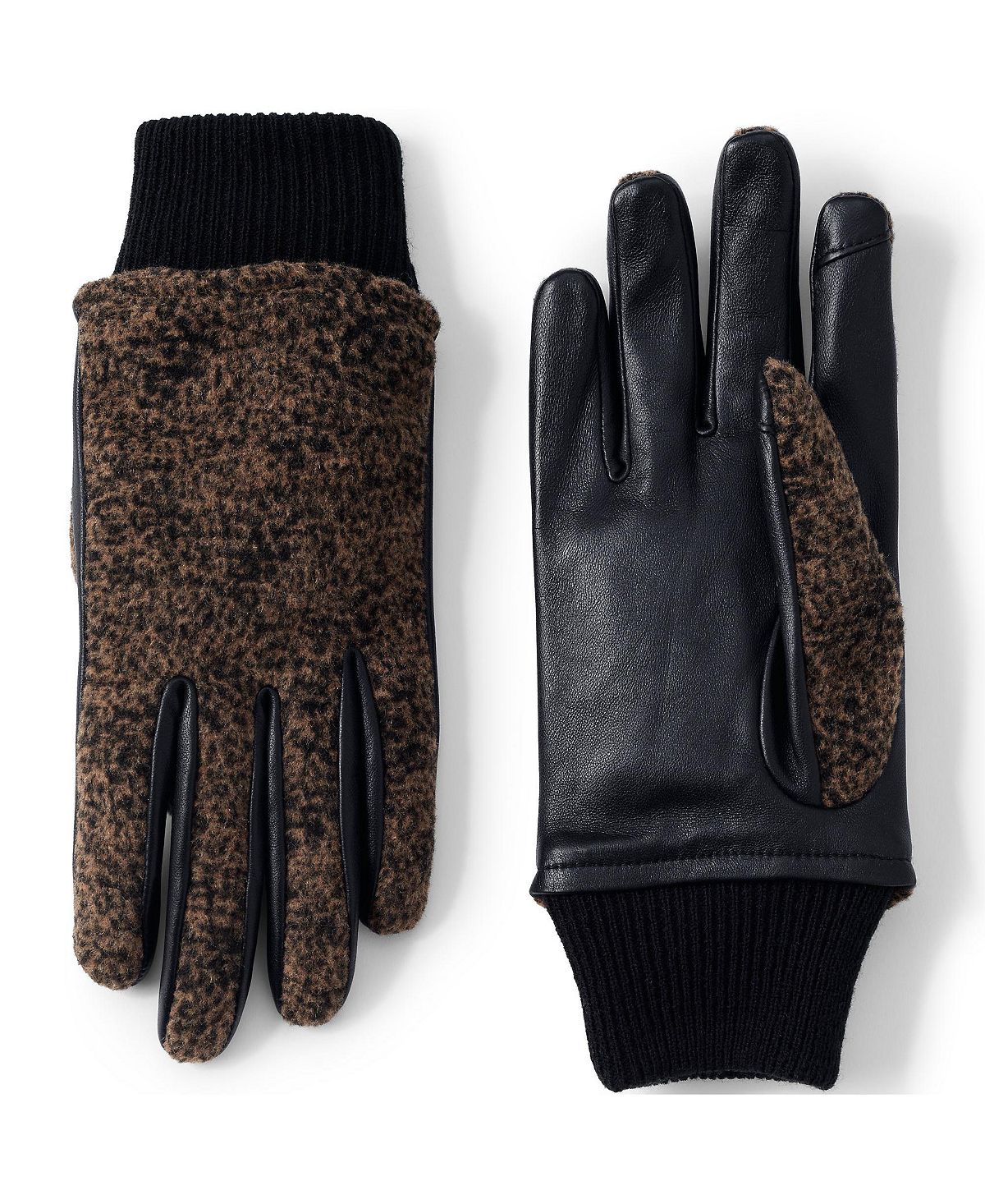 Женские кожаные перчатки EZ с подкладкой для сенсорного экрана Lands' End