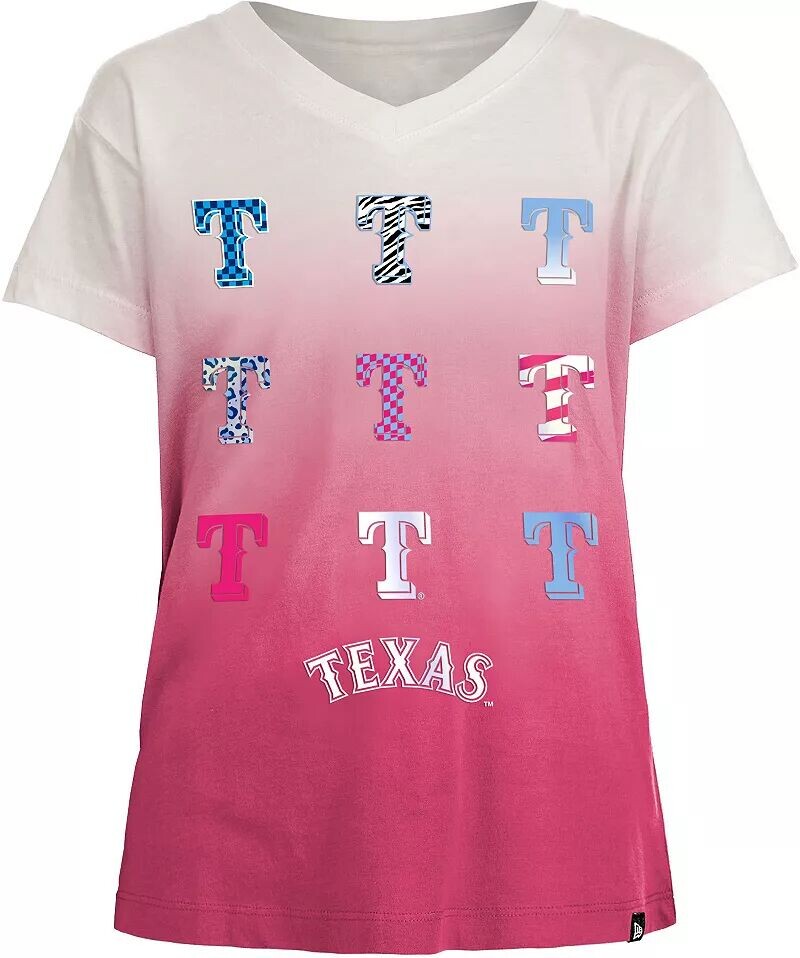 

Розовая футболка с v-образным вырезом New Era Girl's Texas Rangers