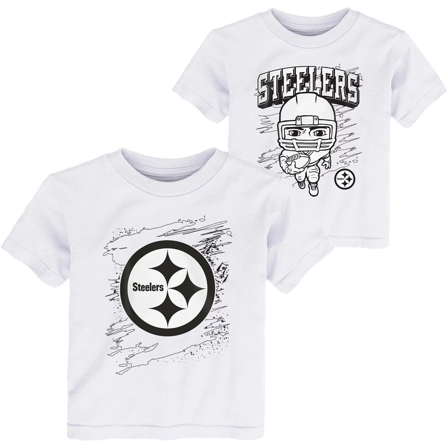 

Набор из двух белых футболок для малышей Pittsburgh Steelers Coloring Activity Outerstuff