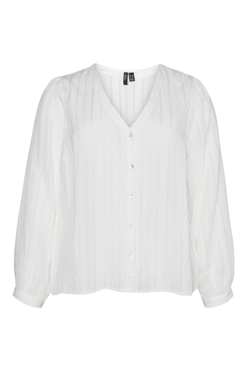 Рубашка больших размеров с длинными рукавами Vero Moda Curve, белый женская повседневная приталенная блузка с длинными рукавами фонариками и v образным вырезом