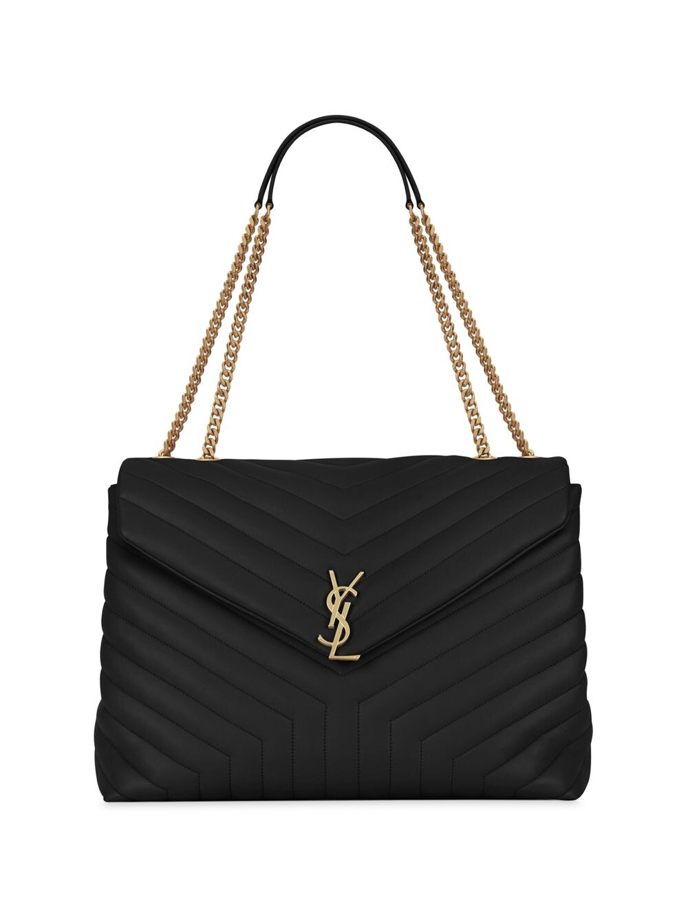 

Большая кожаная сумка через плечо Loulou Matelassé Saint Laurent, черный