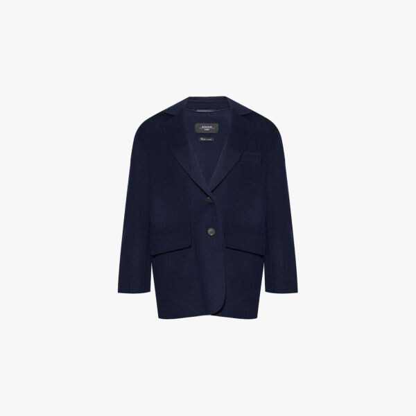 

Однобортный шерстяной пиджак стандартного кроя Weekend Max Mara, синий