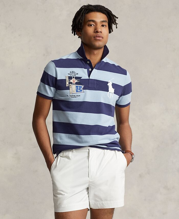 

Мужская рубашка поло Slim Fit Big Pony на заказ Polo Ralph Lauren, цвет Boathouse Navy/estate Blue