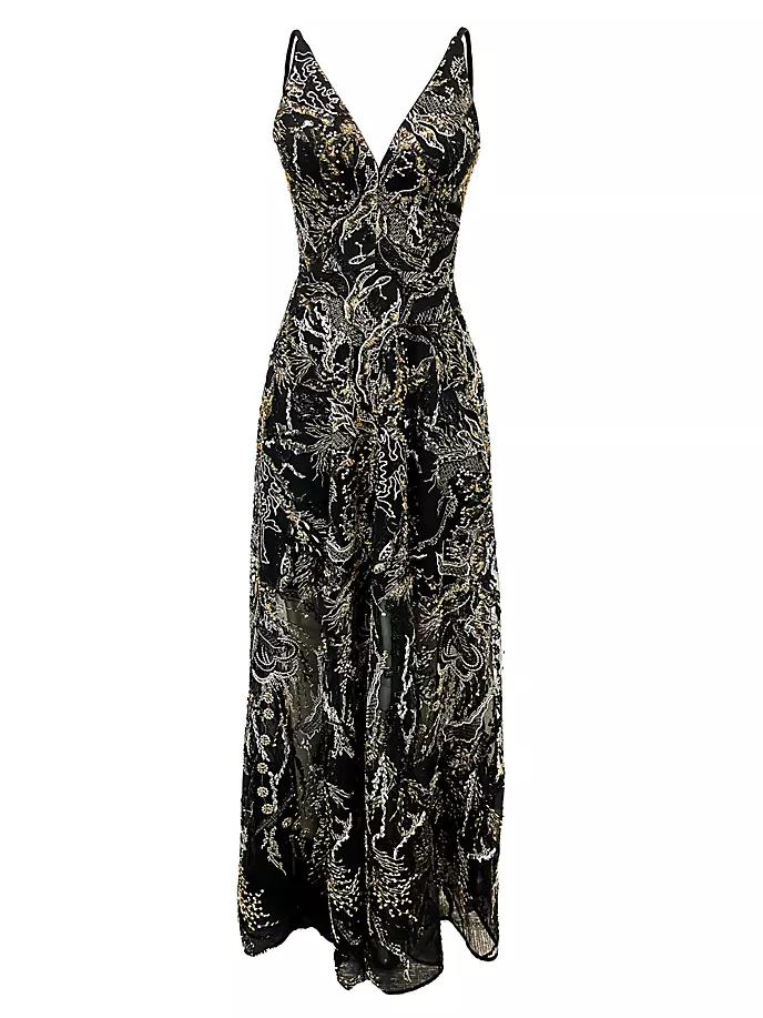 Платье Ariyah из тюля, украшенное бисером Dress The Population, черный