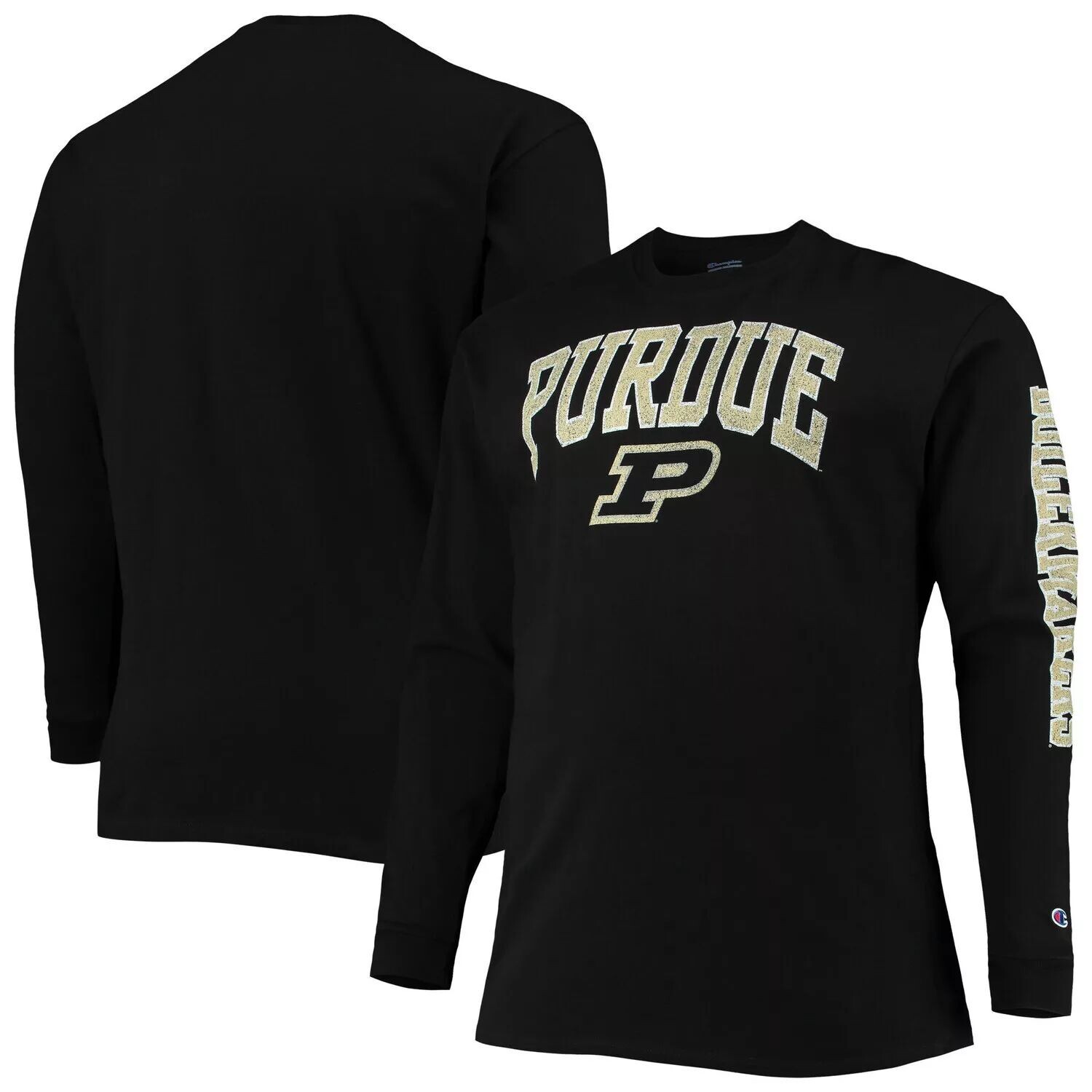 

Мужская черная футболка с длинным рукавом Purdue Boilermakers Big & Tall 2-Hit Champion, Черный