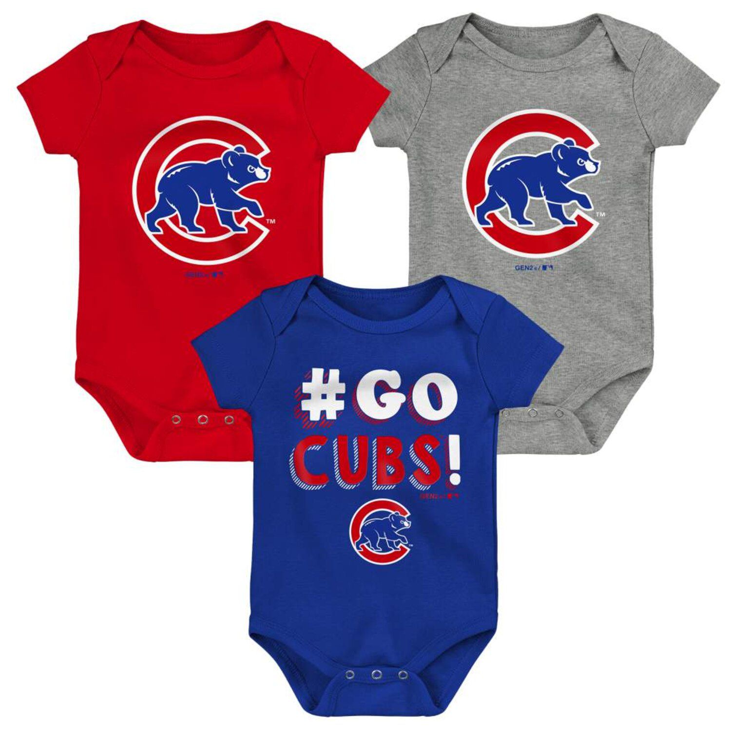 Набор из трех боди Infant Royal/красный/серый Chicago Cubs Born To Win Outerstuff