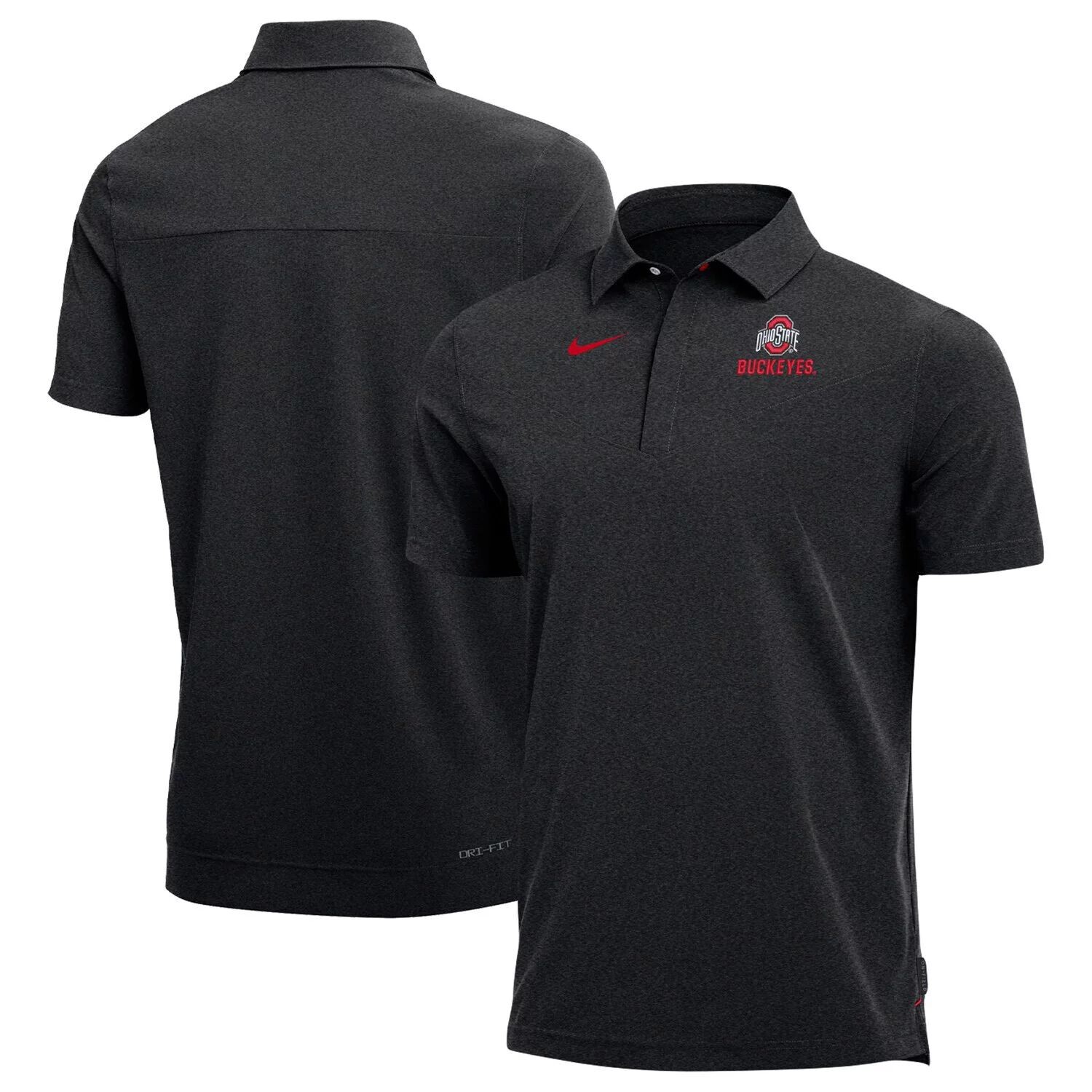 

Мужское поло Nike Heathered Black Ohio State Buckeyes Coach Performance