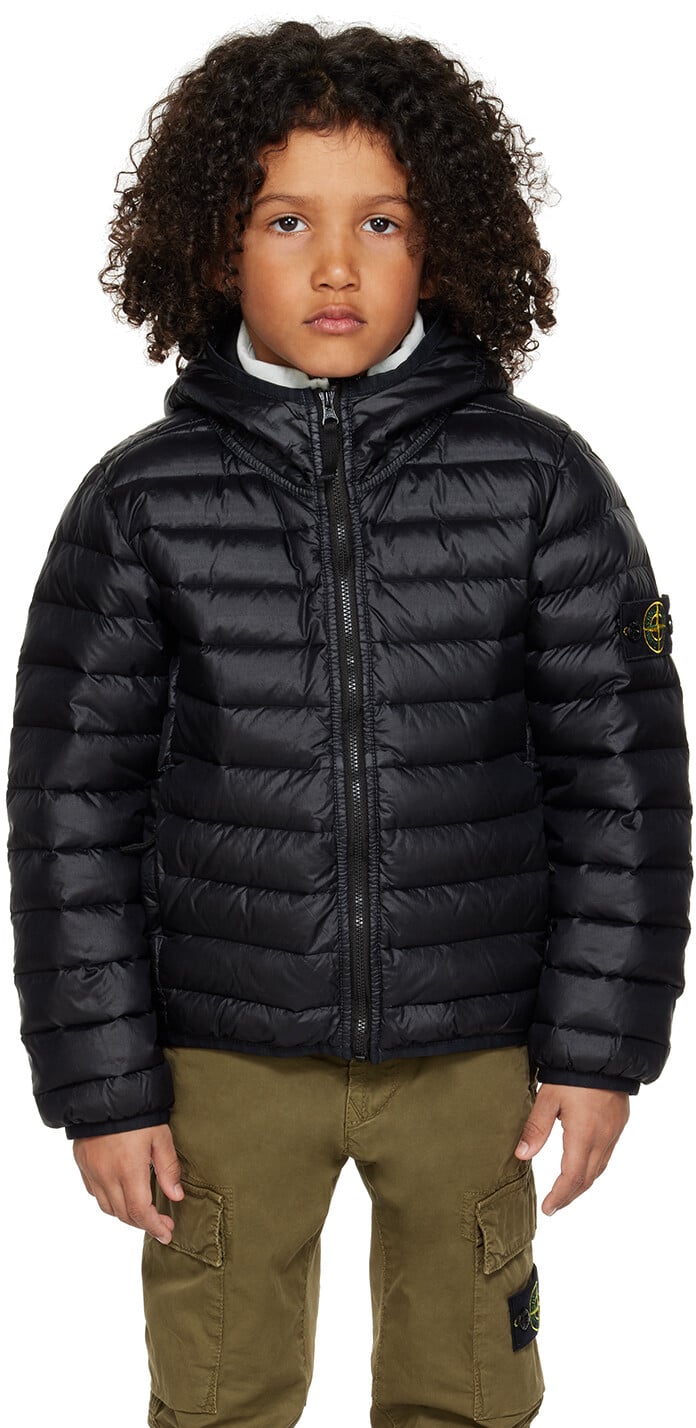 

Детский черный стеганый пуховик Stone Island Junior