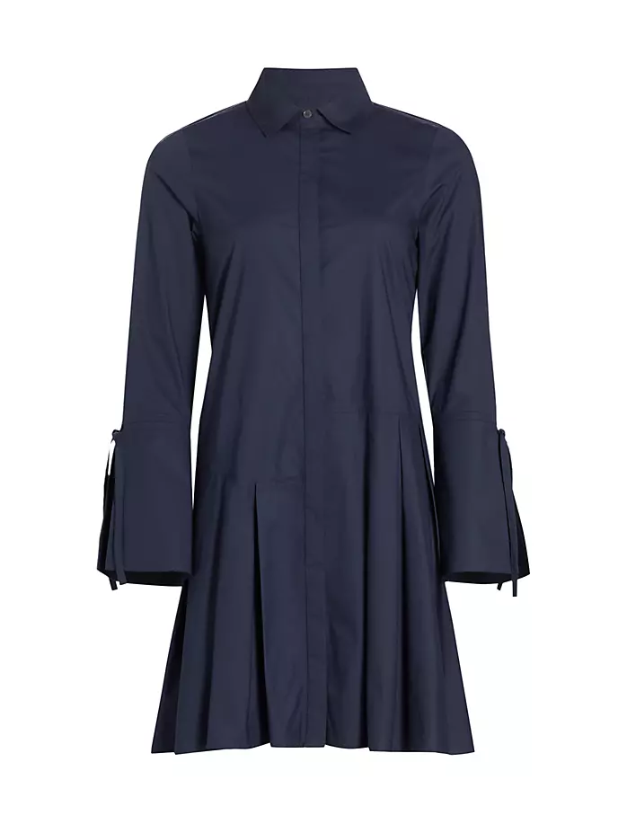 Плиссированное хлопковое платье-рубашка Andrea Derek Lam 10 Crosby, темно-синий