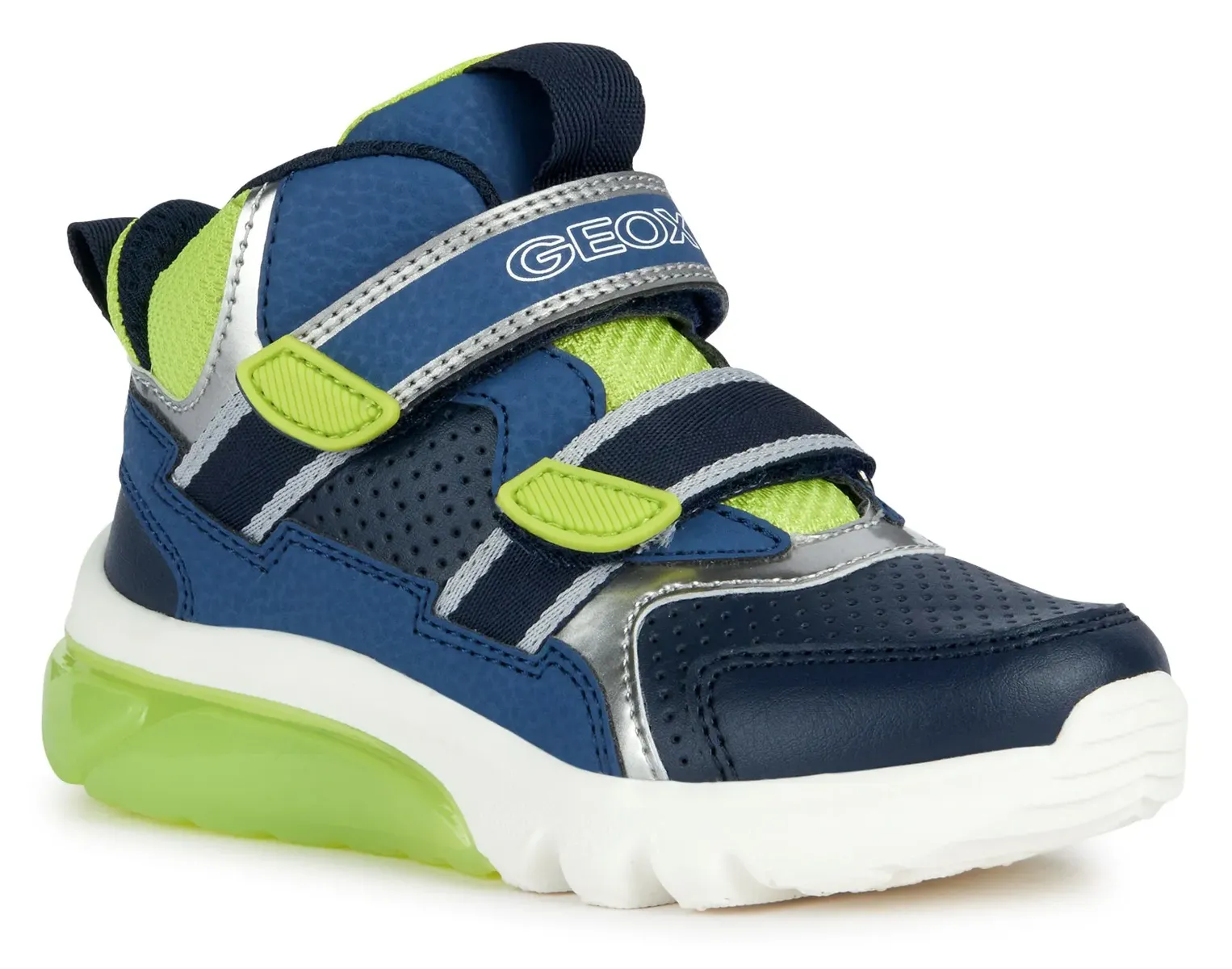 

Кроссовки Geox "Blinkschuh J CIBERDRON BOY", с застежкой-липучкой, повседневная обувь, полуботинки, туфли на шнуровке, цвет Navy-Lime