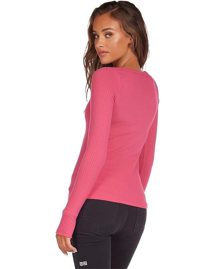 

Топ Michael Lauren Leonard Long Sleeve Deep Scoop Neck Top, цвет Cerise