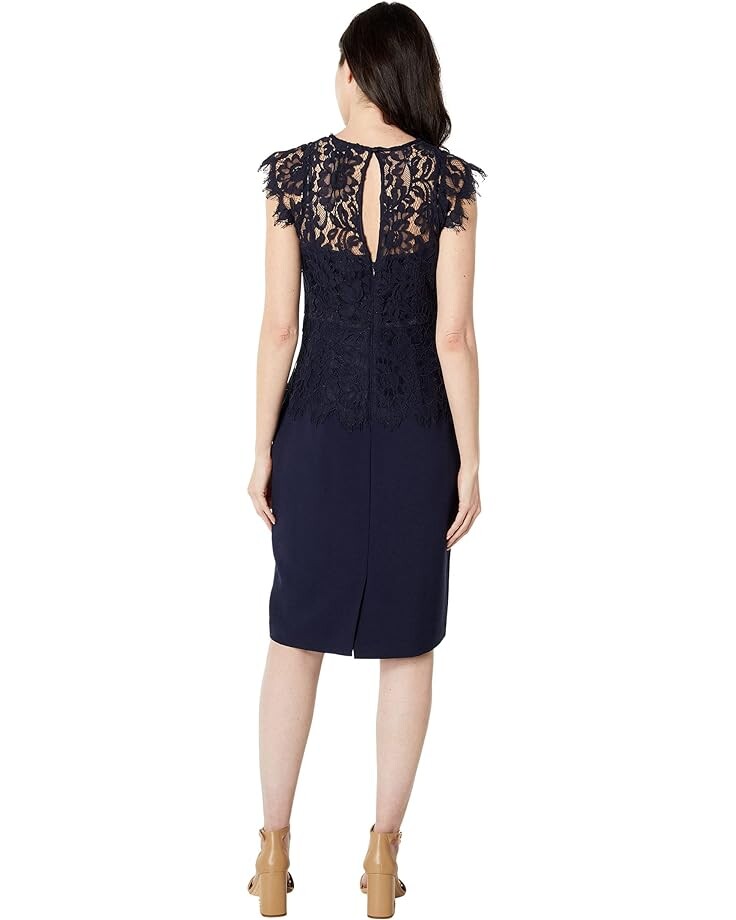 

Платье Vince Camuto Lace & Crepe Sheath Dress, темно-синий