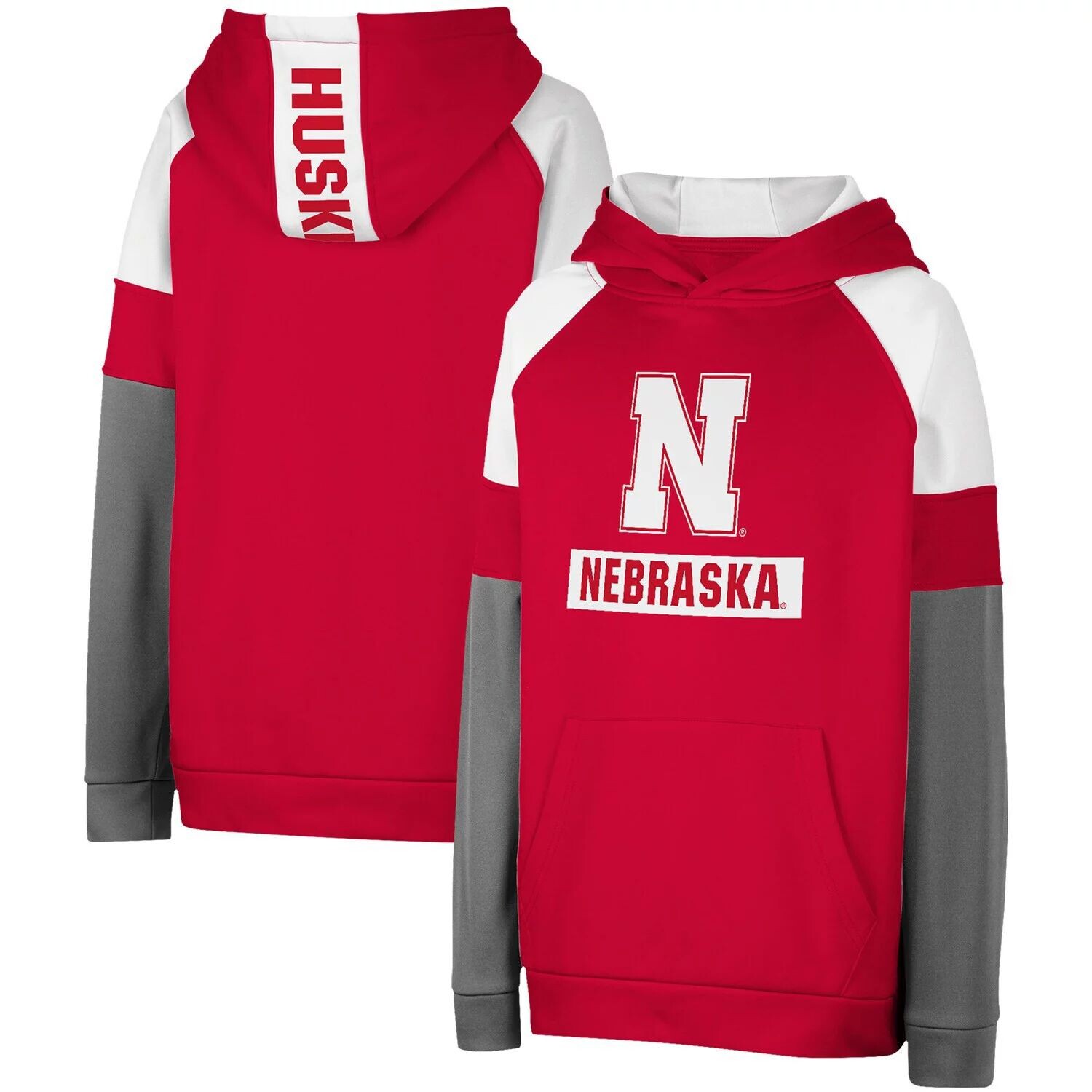 

Пуловер с капюшоном Youth Colosseum Scarlet Nebraska Huskers с цветными блоками Colosseum