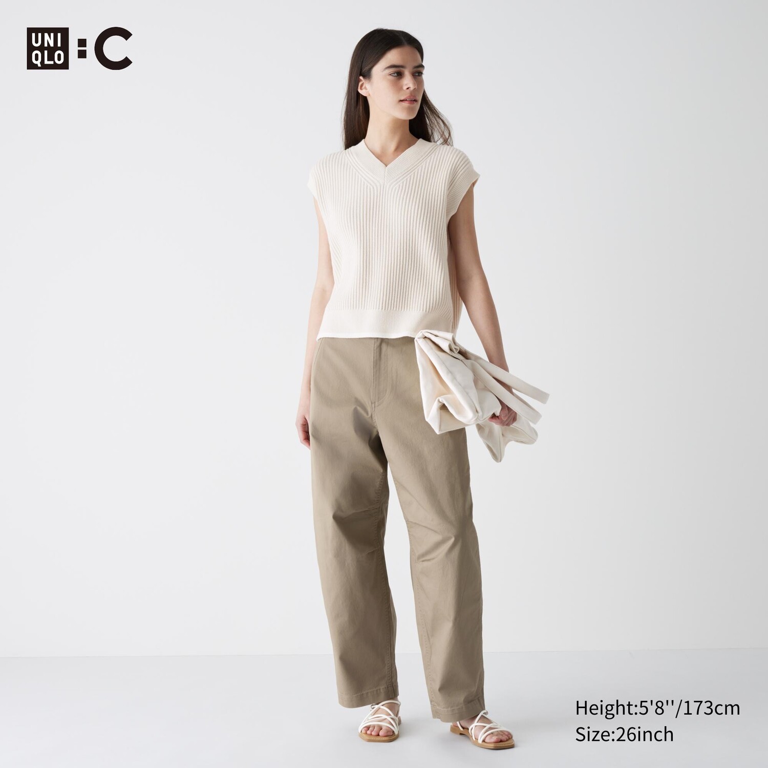 

Широкие хлопковые брюки UNIQLO, хаки
