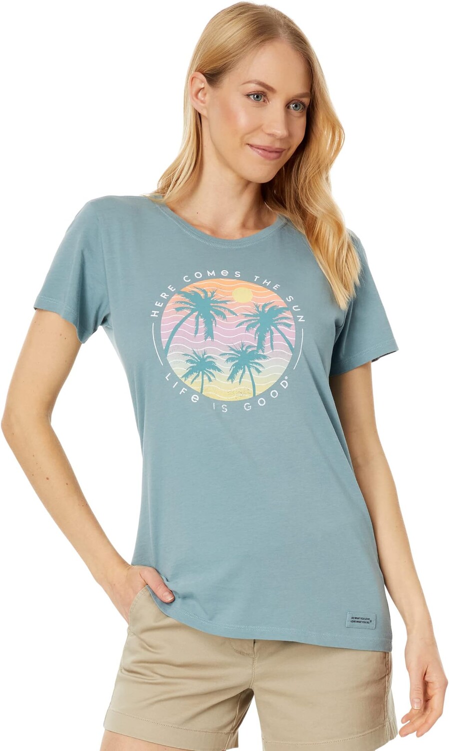 

Футболка Here Comes The Sun Palms Crusher-Lite с короткими рукавами Life is Good, цвет Smoky Blue