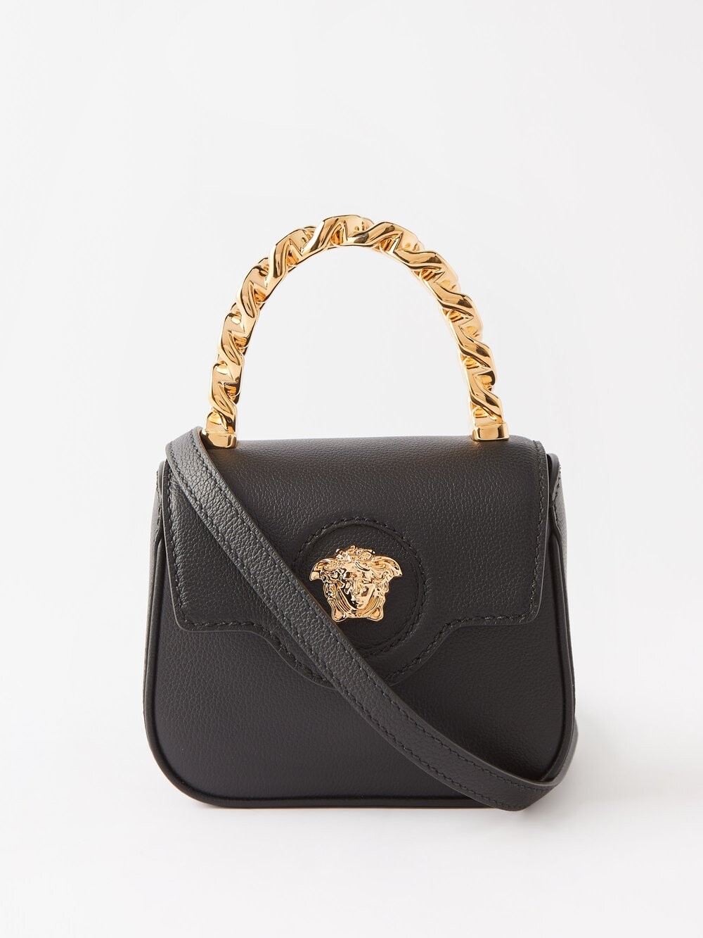 

Миниатюрная кожаная сумка через плечо la medusa Versace, черный