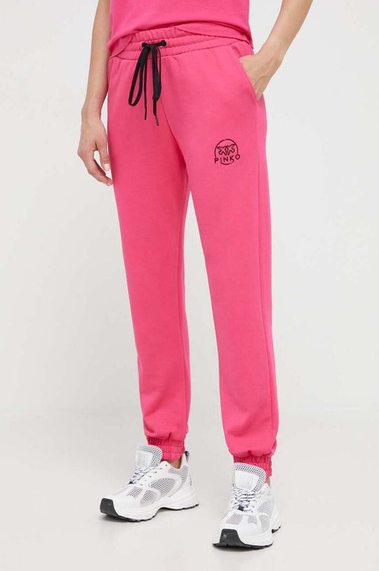 Хлопковые спортивные брюки Pinko, розовый хлопковые брюки бэгги розовый