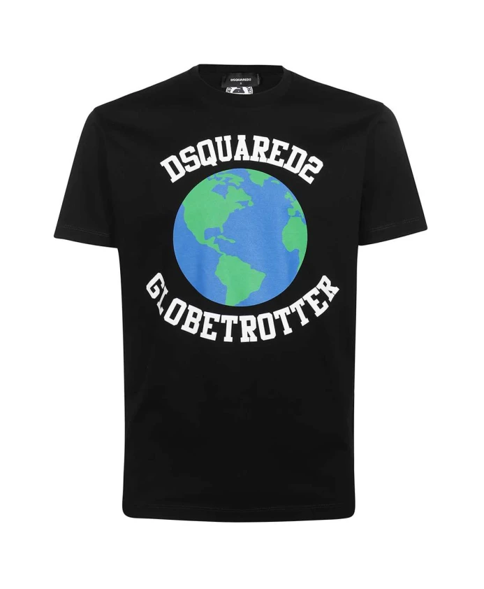 

Хлопковая футболка с контрастным принтом Dsquared2, черный