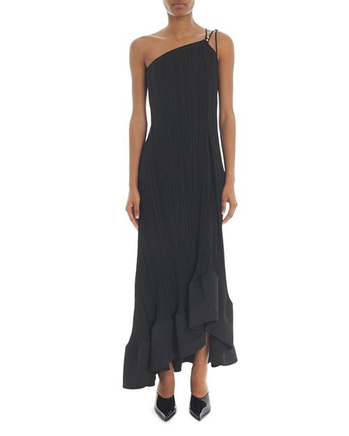

Платье на одно плечо с микроплиссировкой Lanvin, цвет Black