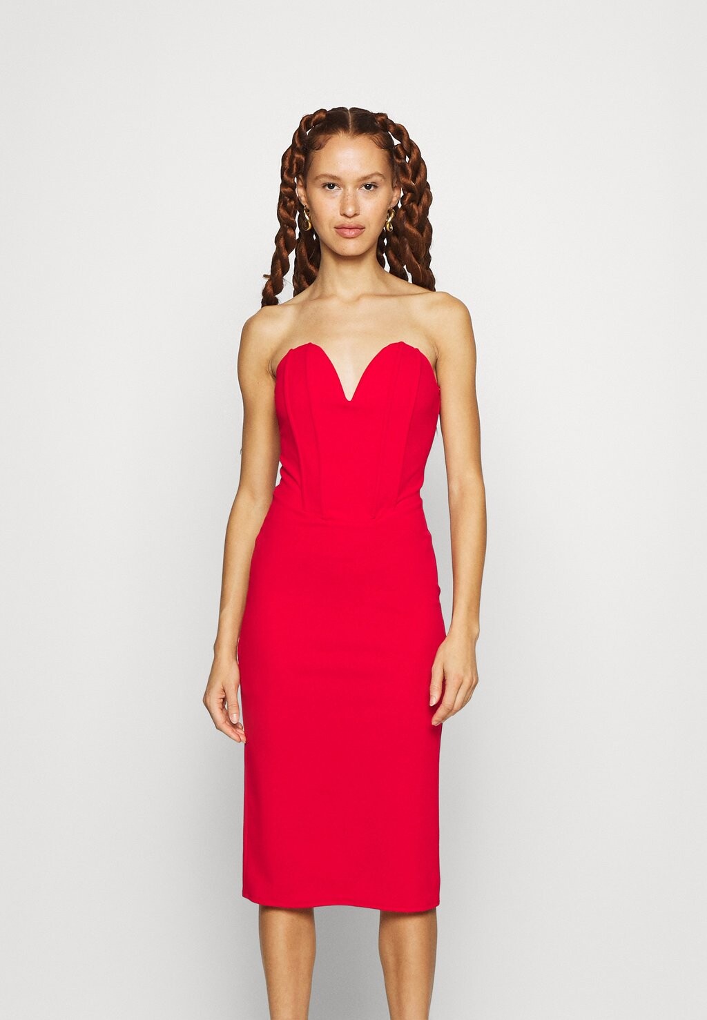 

Коктейльное/праздничное платье DOLLY V NECK MIDI Wal G, цвет red